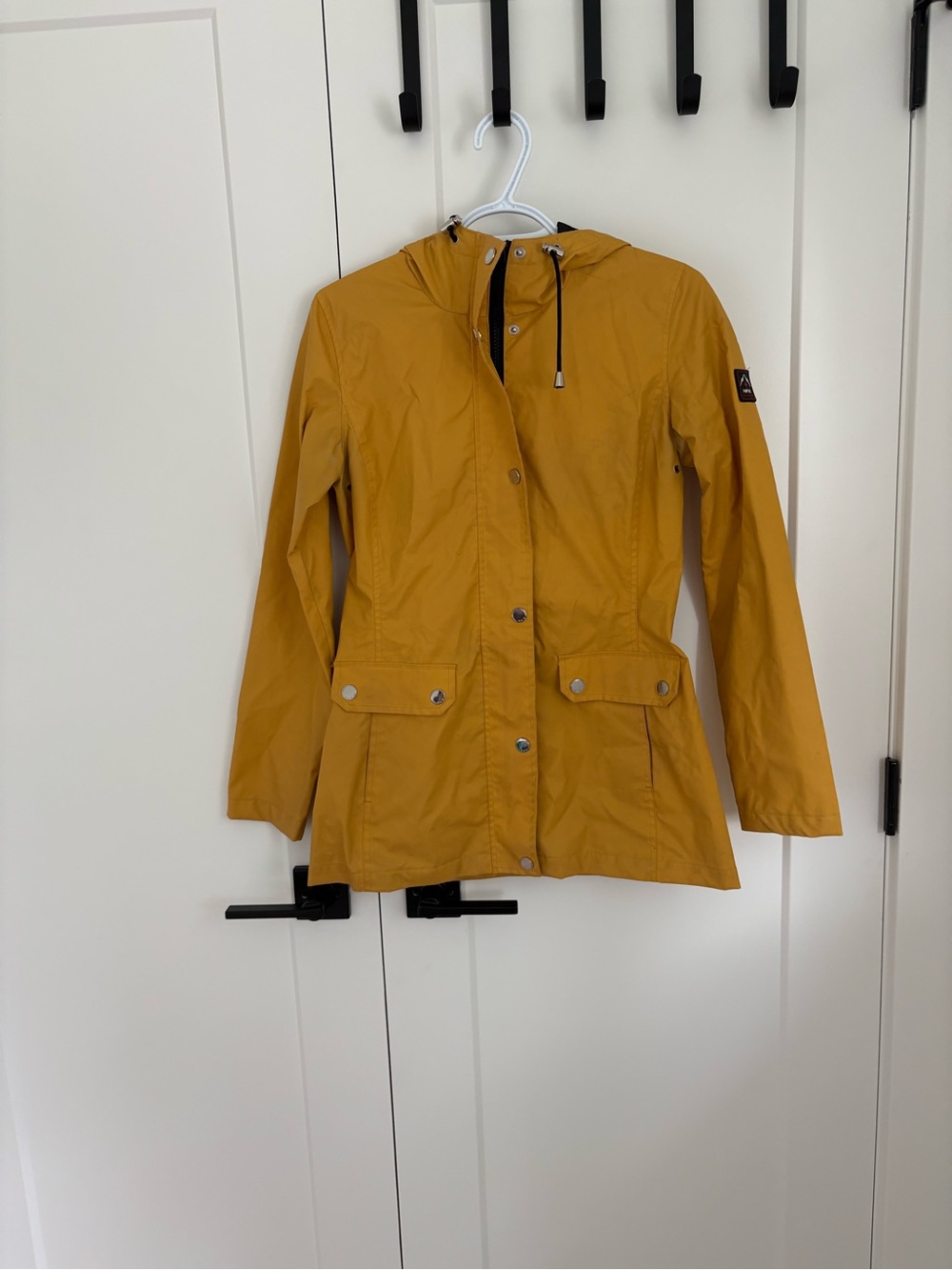 Women's Mustard Hooded Trench Coat with Snap Front